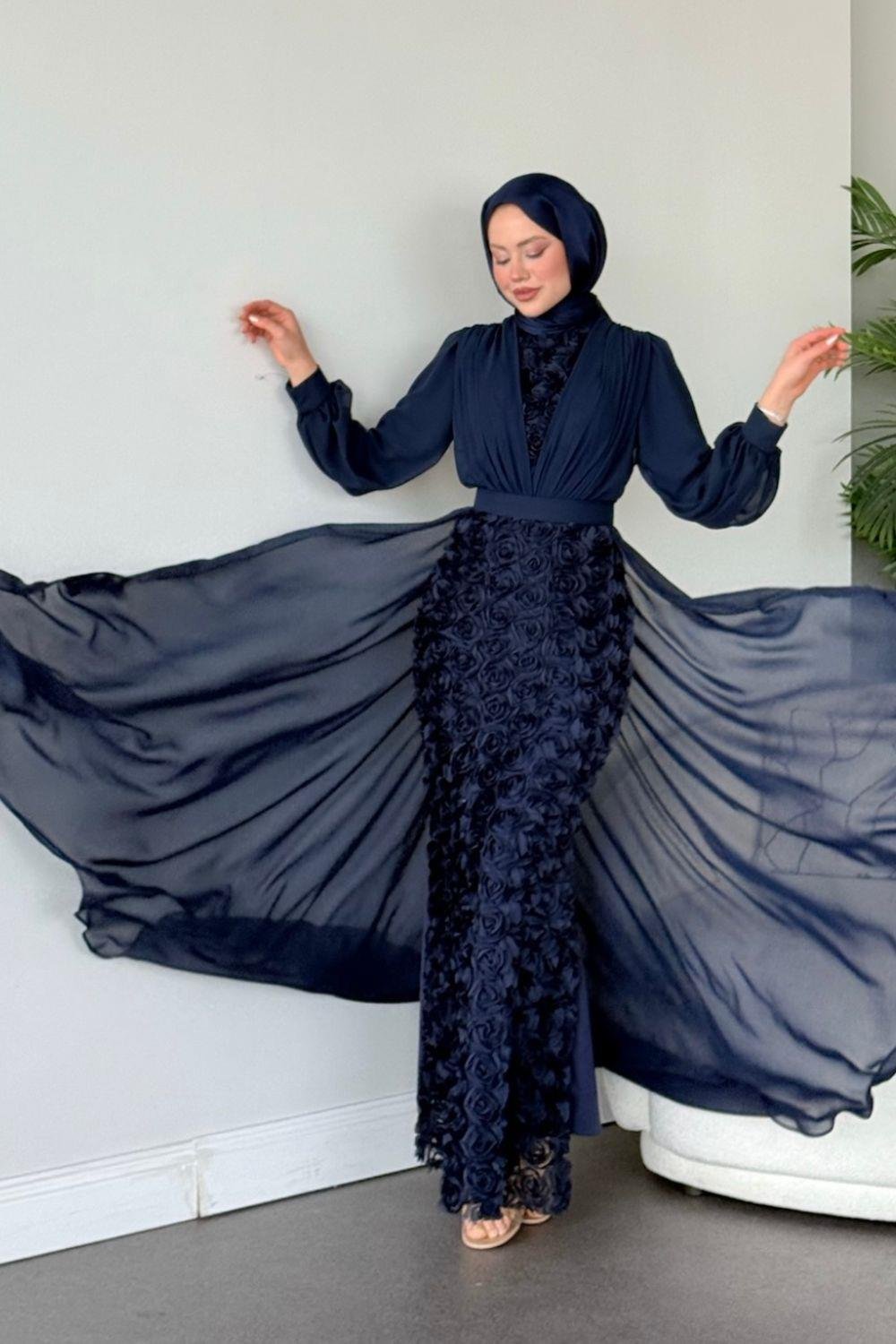 Mozella Güllü Abiye Lacivert 4689 