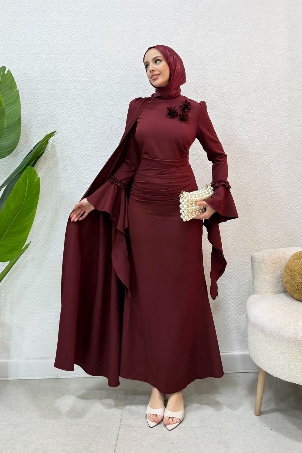 Dabıl Güllü Abiye Bordo 475100 