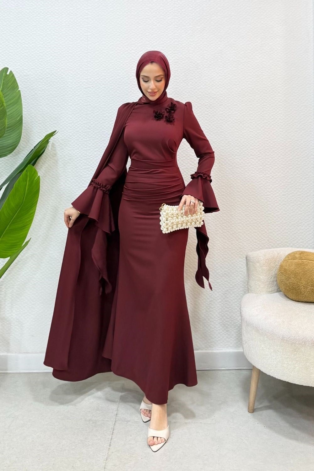 Dabıl Güllü Abiye Bordo 475100 