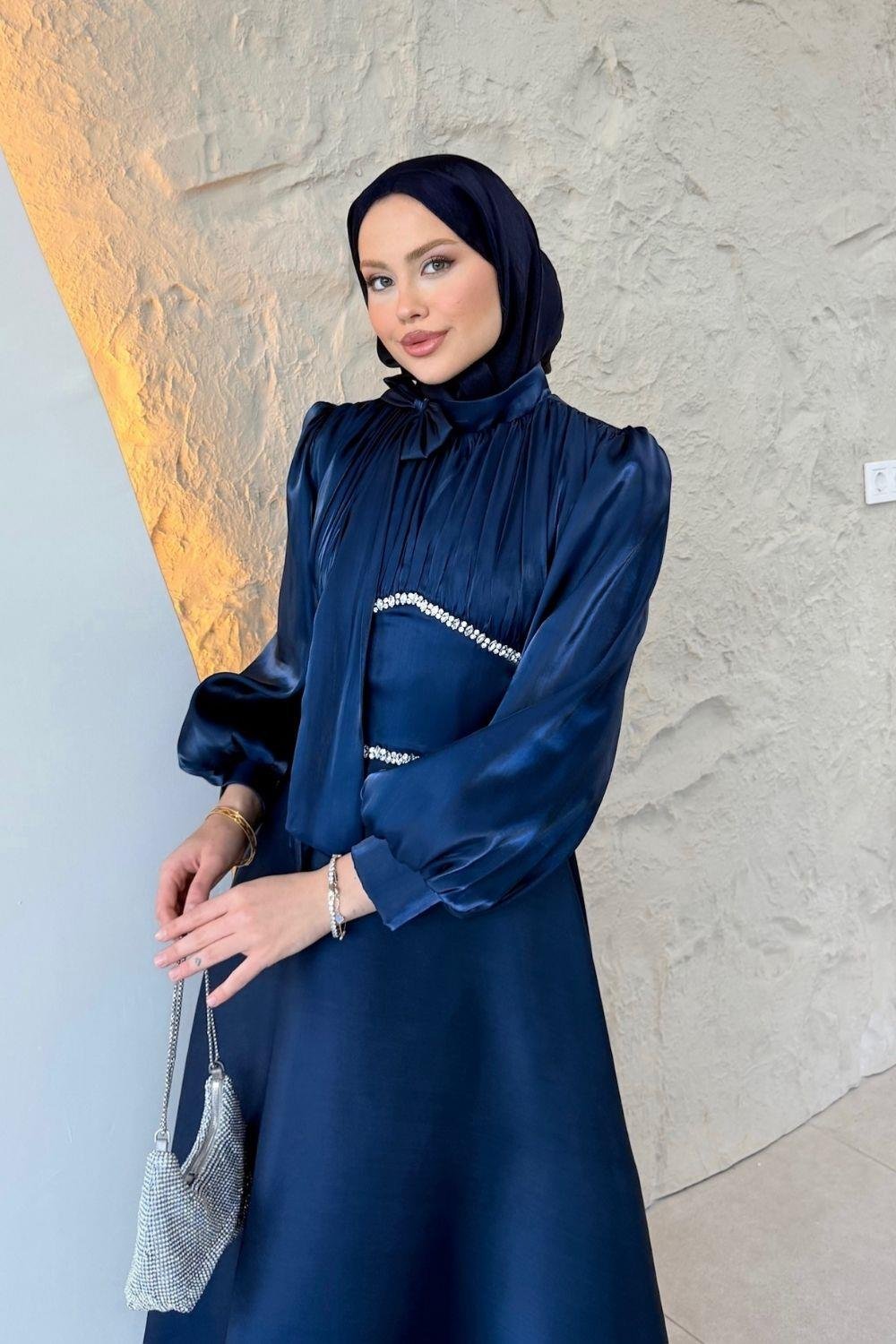 Bel Zincir Abiye Lacivert 4778 