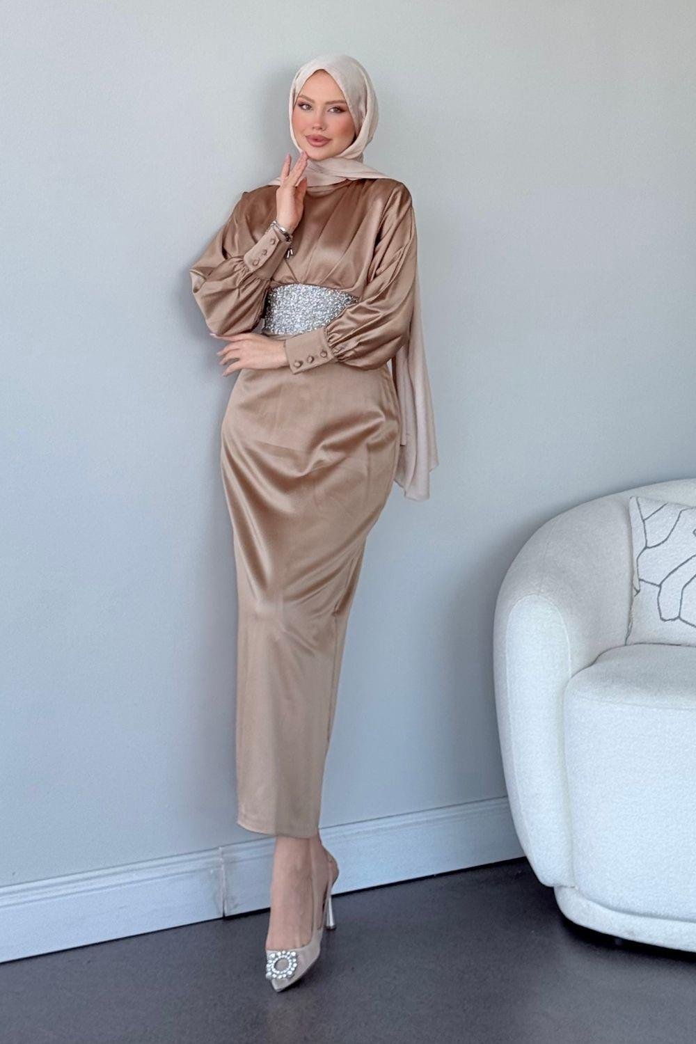 Bade Saten Abiye Gold 4930 