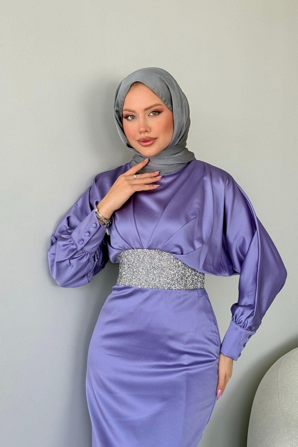 Bade Saten Abiye Lila 4930 