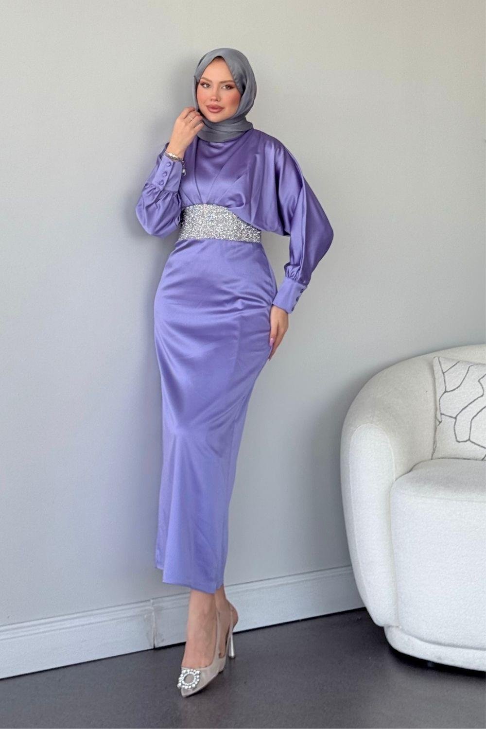 Bade Saten Abiye Lila 4930 