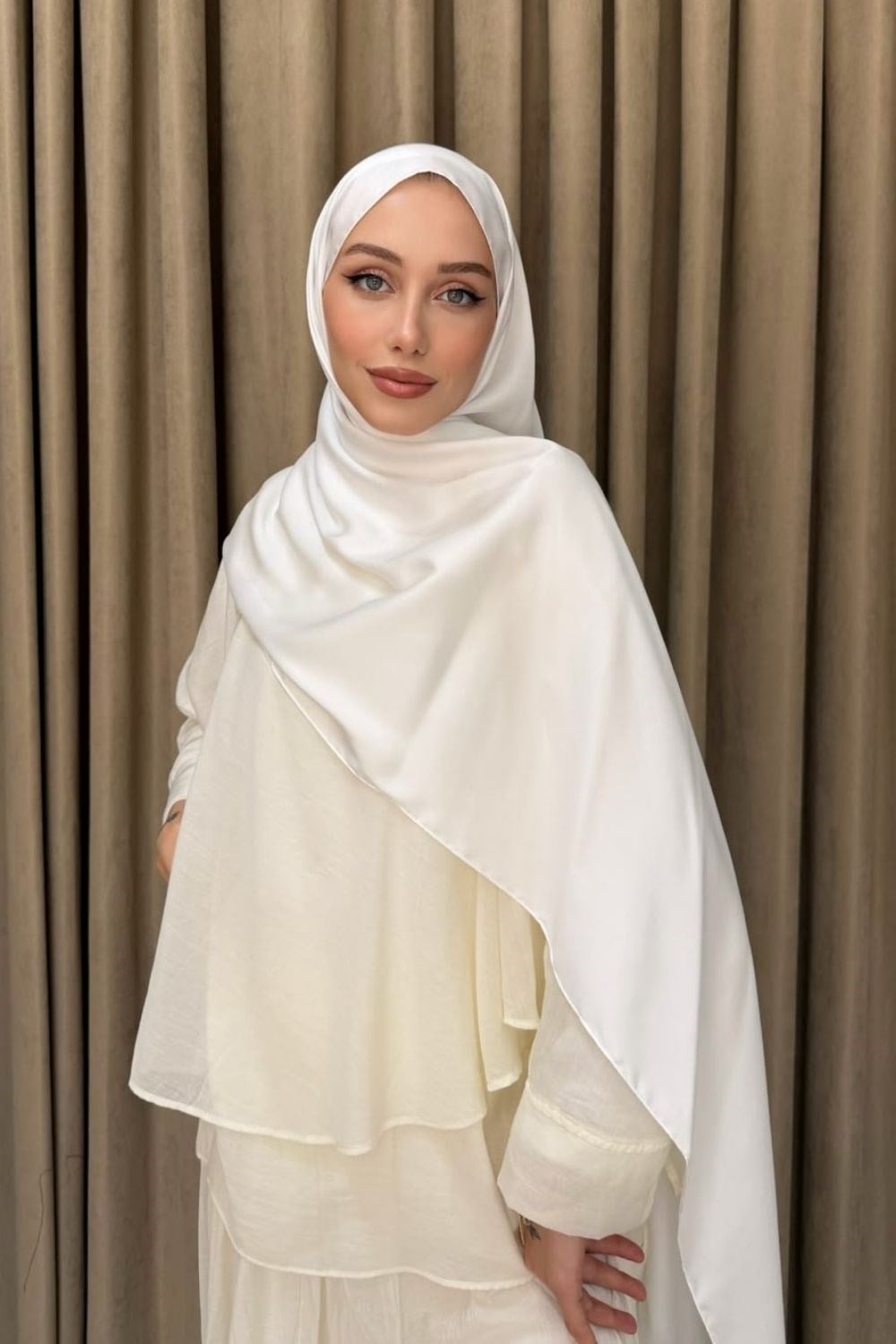 Kristal Saten Şal Beyaz 500 