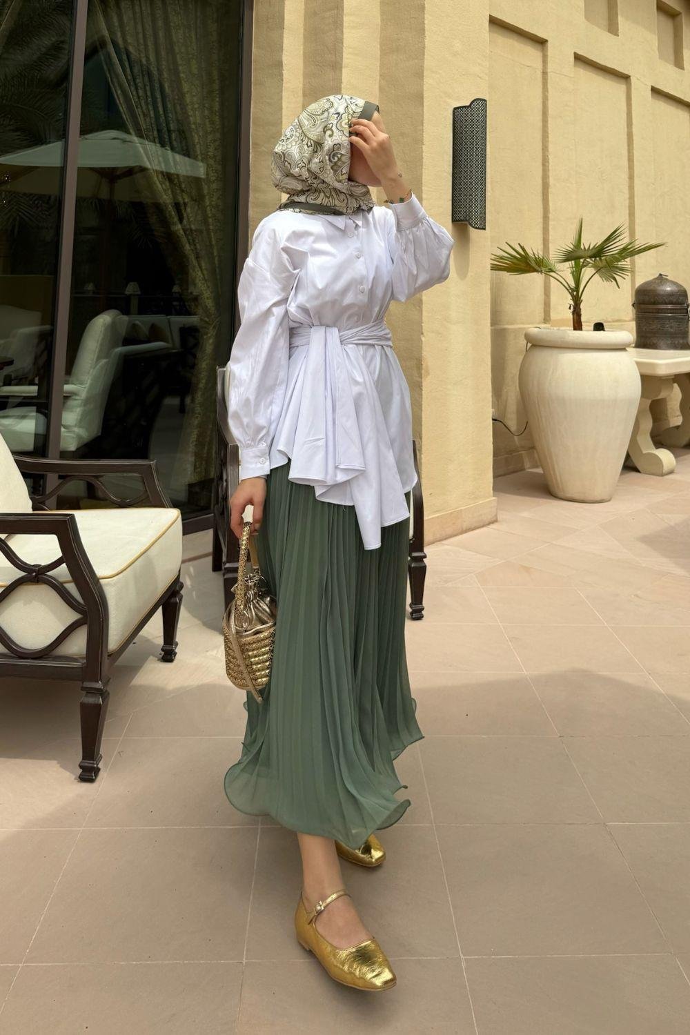 Awen Bağlamalı Gömlek Beyaz 5005 