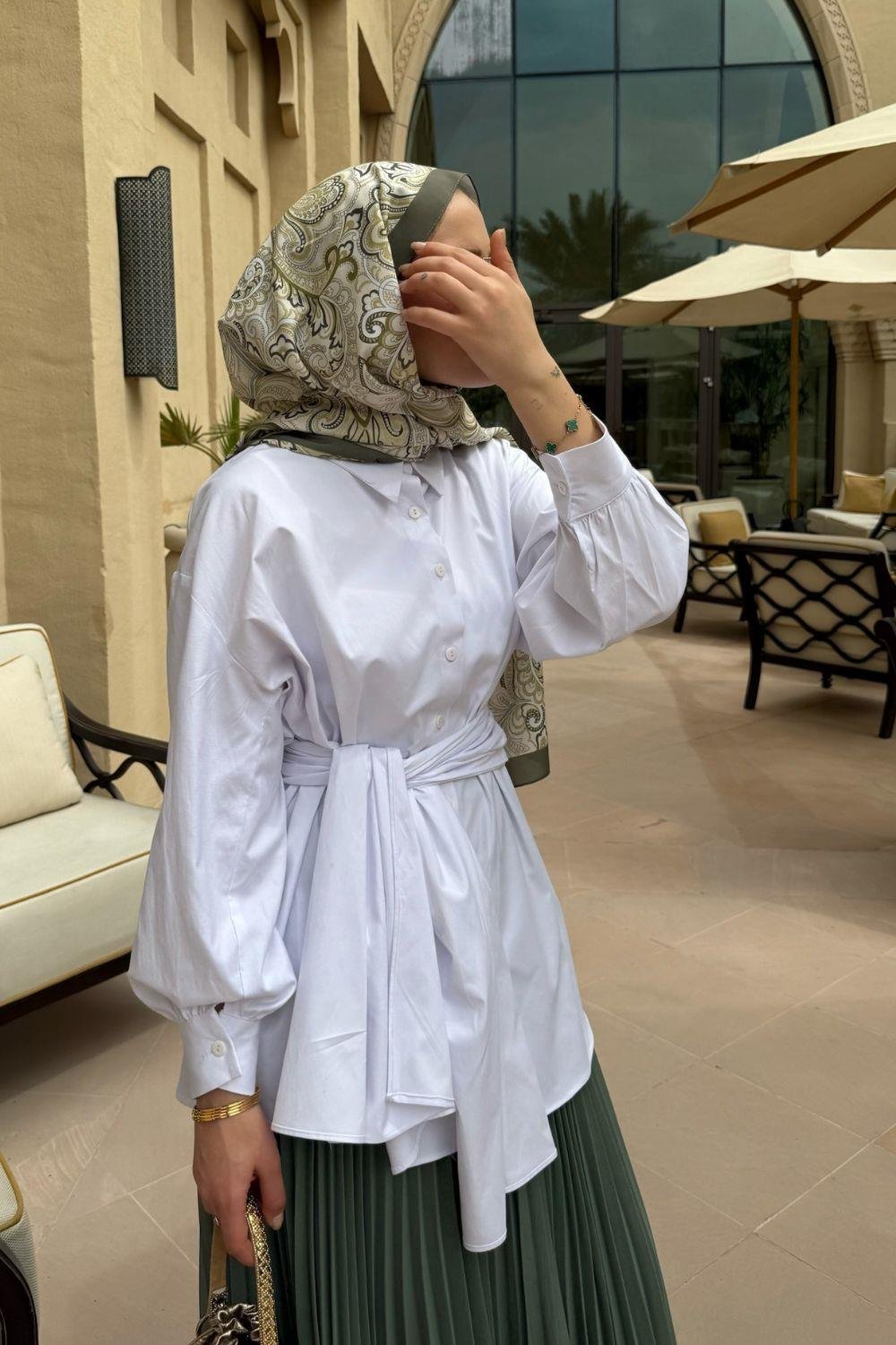 Awen Bağlamalı Gömlek Beyaz 5005 