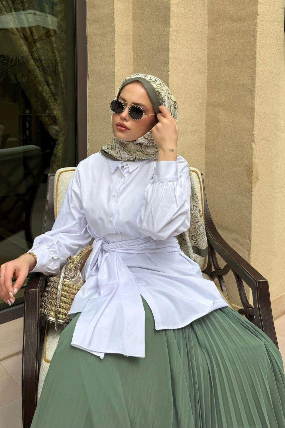 Awen Bağlamalı Gömlek Beyaz 5005 