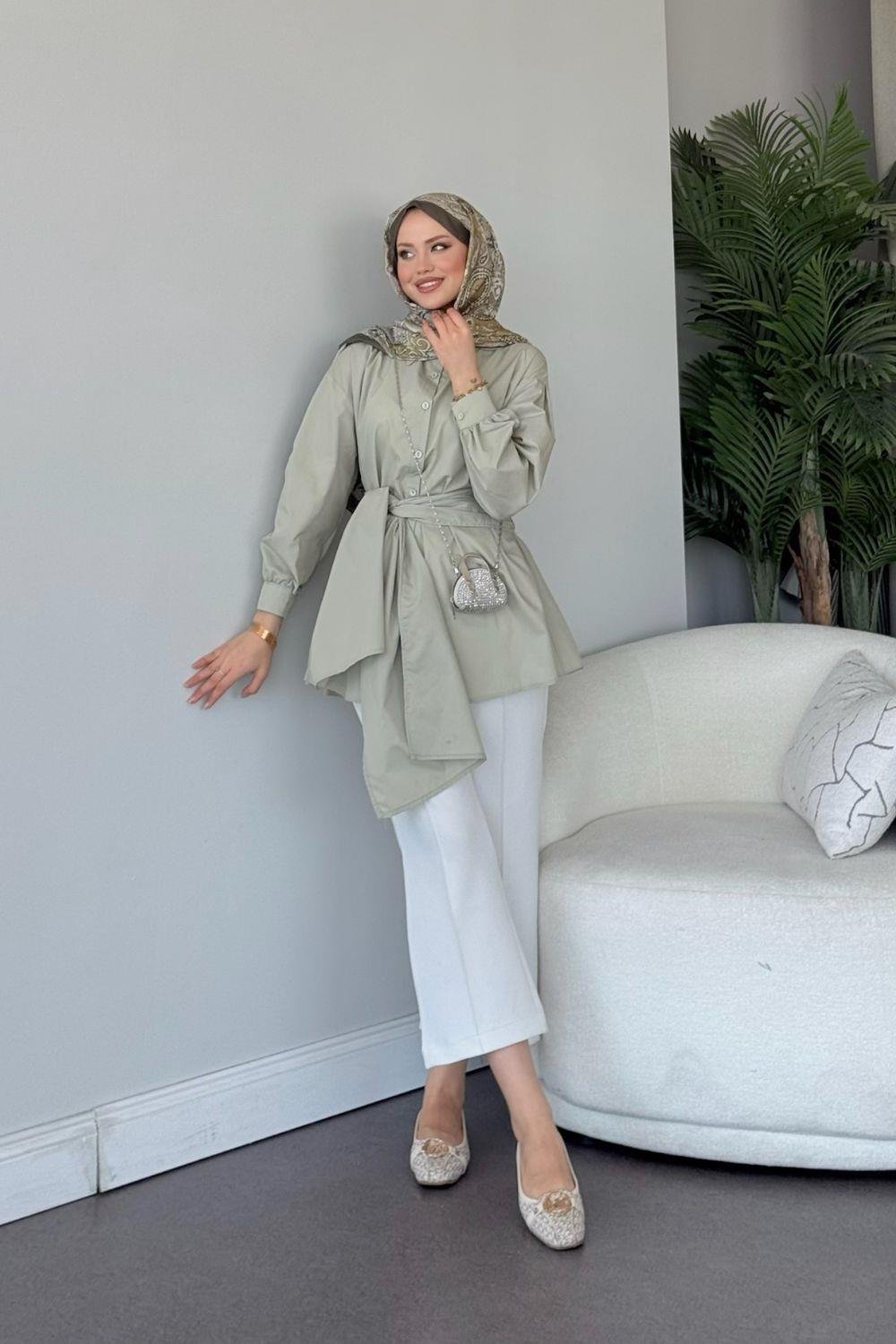 Awen Bağlamalı Gömlek Mint 5005 