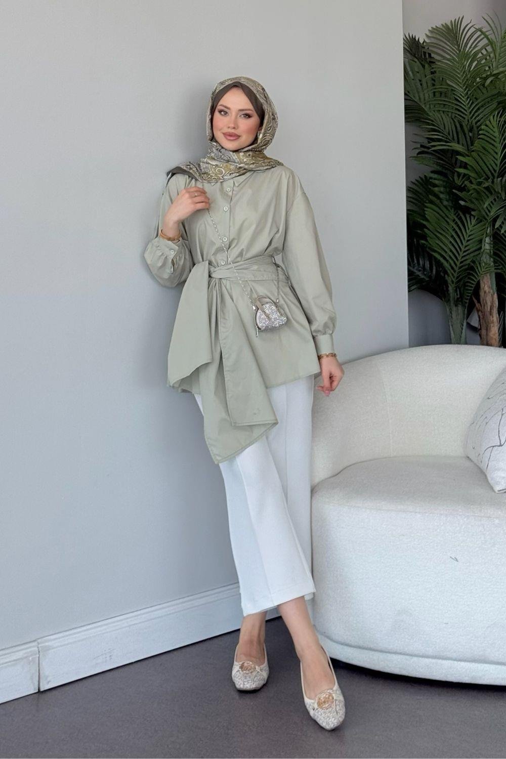 Awen Bağlamalı Gömlek Mint 5005 