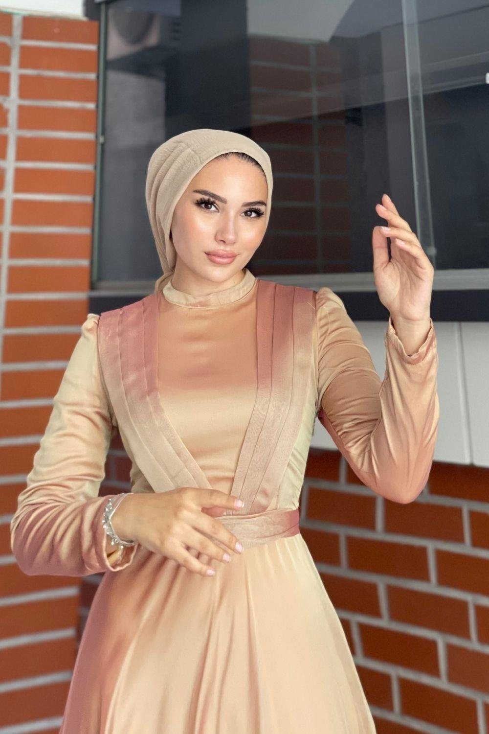 Çift Drapeli Janjan Abiye Gold 5025 