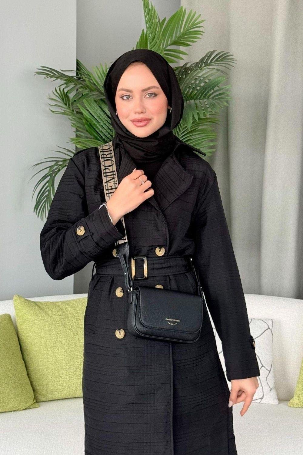 Noure Kapitone Trenç Siyah 50250 