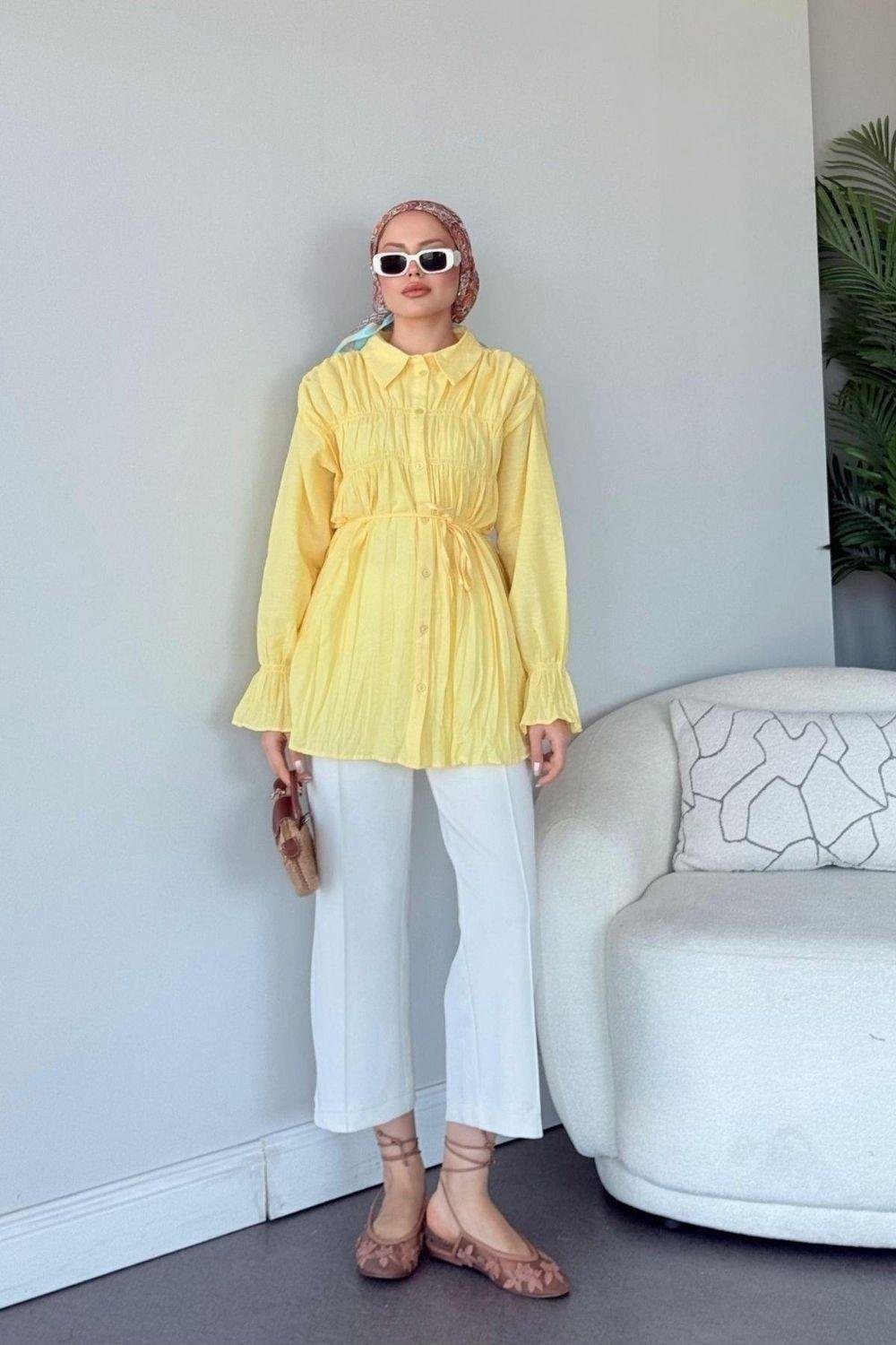 Lotus Piliseli Gömlek Sarı 50600 