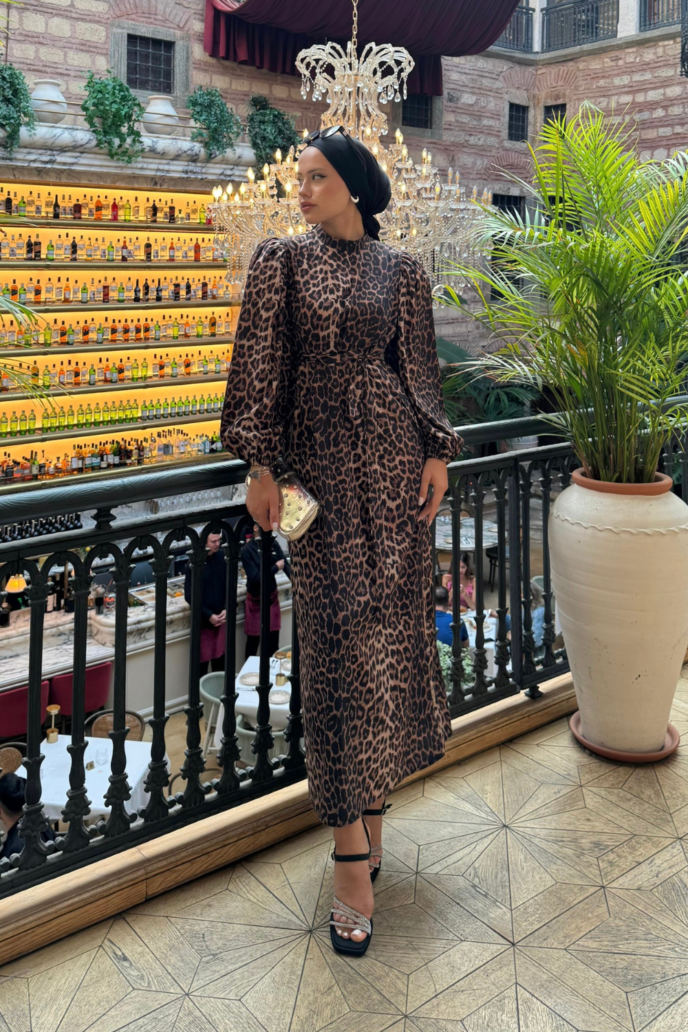 Kuşaklı Leopar Abiye Kahverengi 50870 