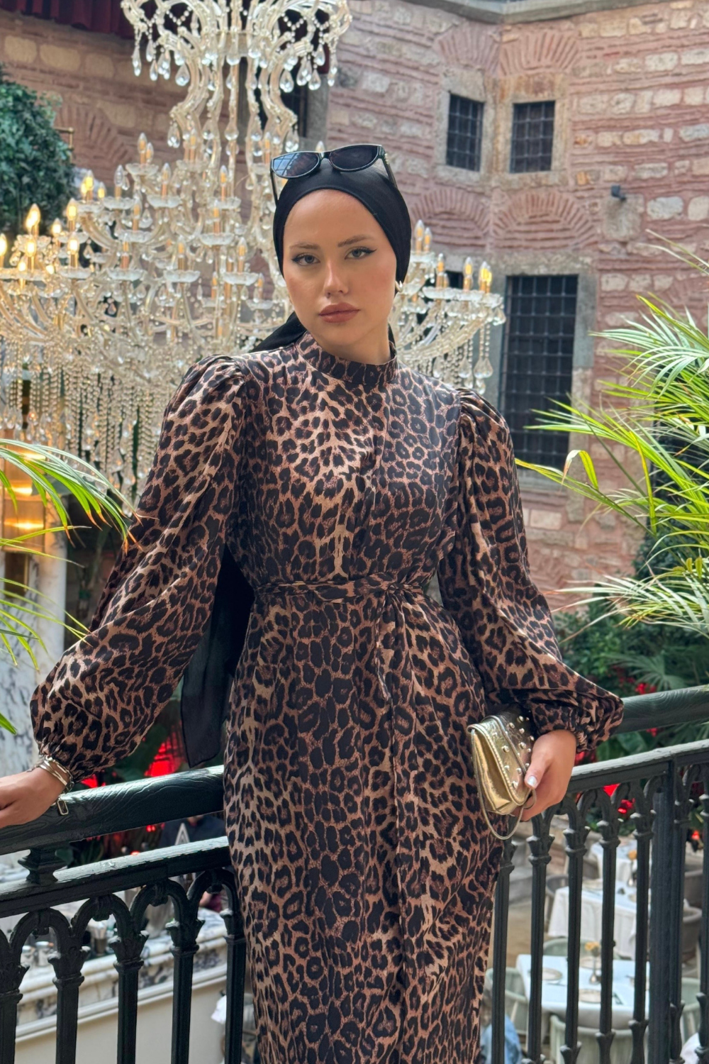 Kuşaklı Leopar Abiye Kahverengi 50870 