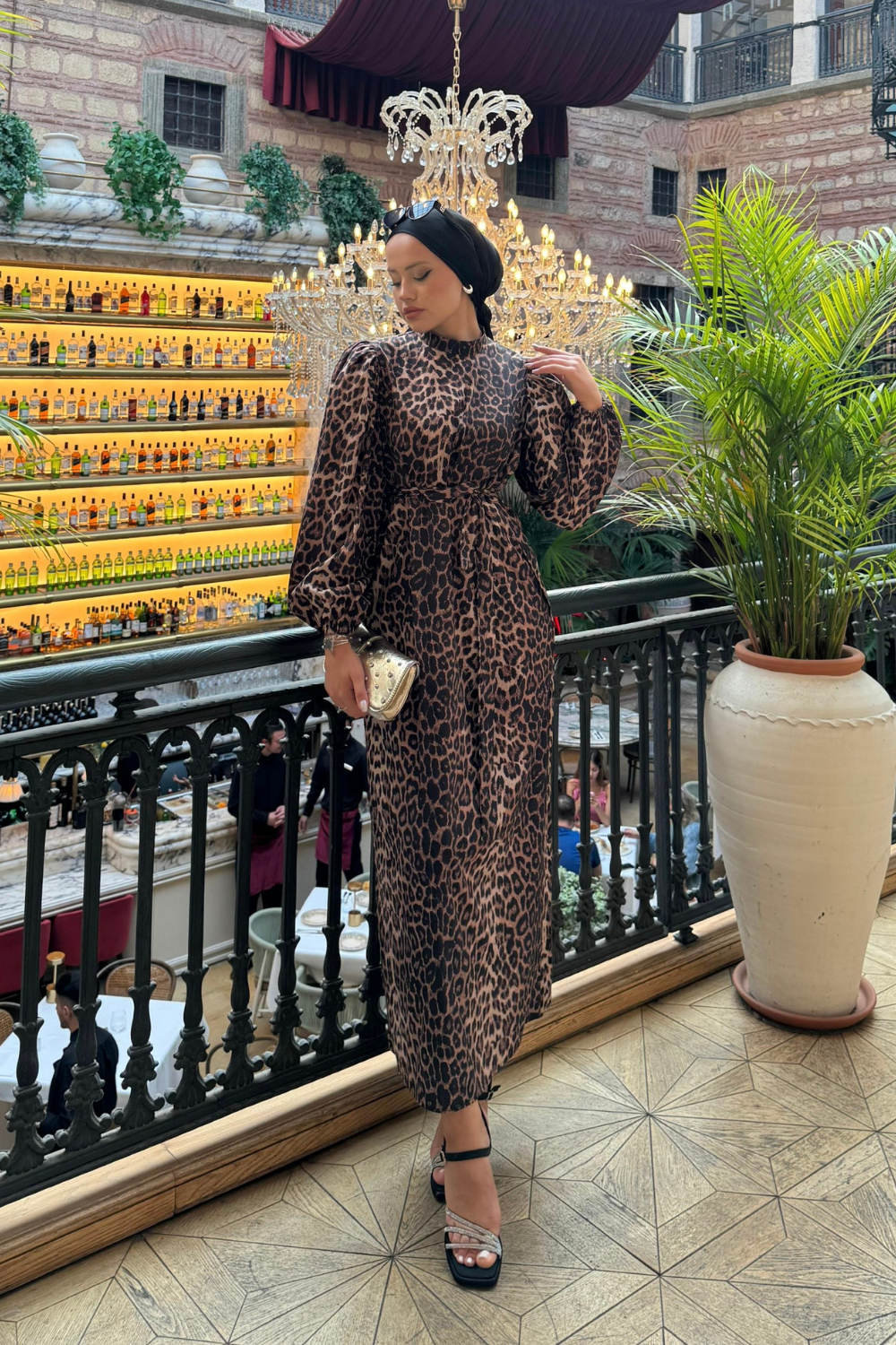 Kuşaklı Leopar Abiye Kahverengi 50870 