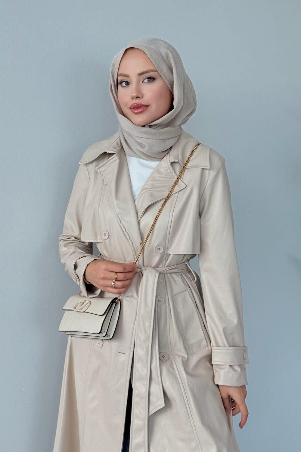 Aller Parça Deri Trençkot Taş 51002 