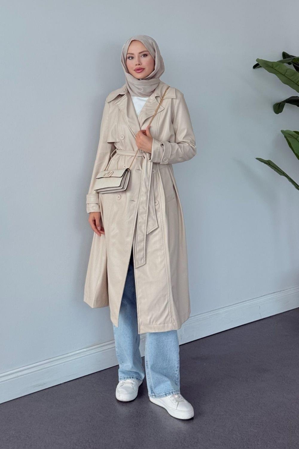 Aller Parça Deri Trençkot Taş 51002 