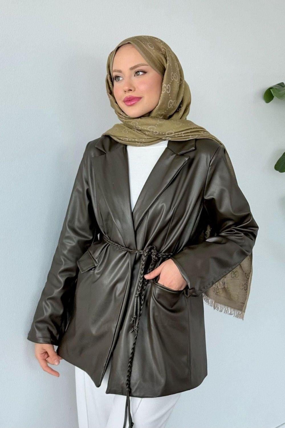 Demi Deri Blazer Ceket Haki 51007 