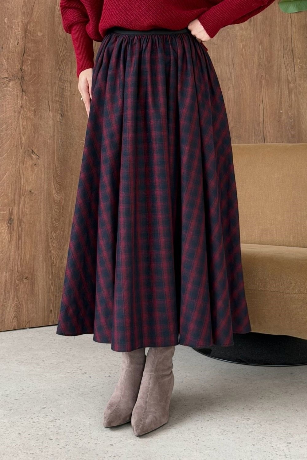 Ekose Etek Bordo 5189 