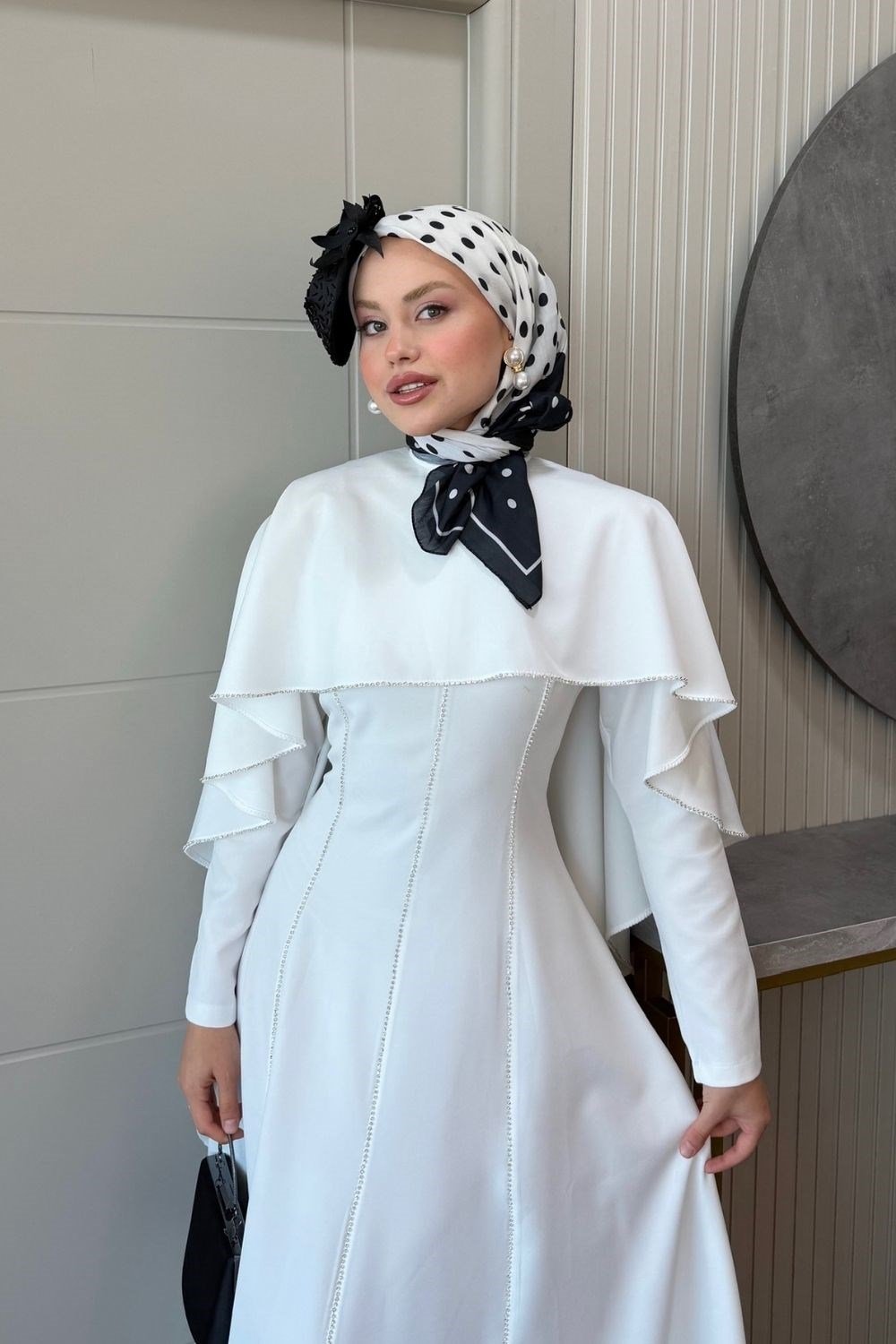 Claris Pelerin Elbise Beyaz 5197 