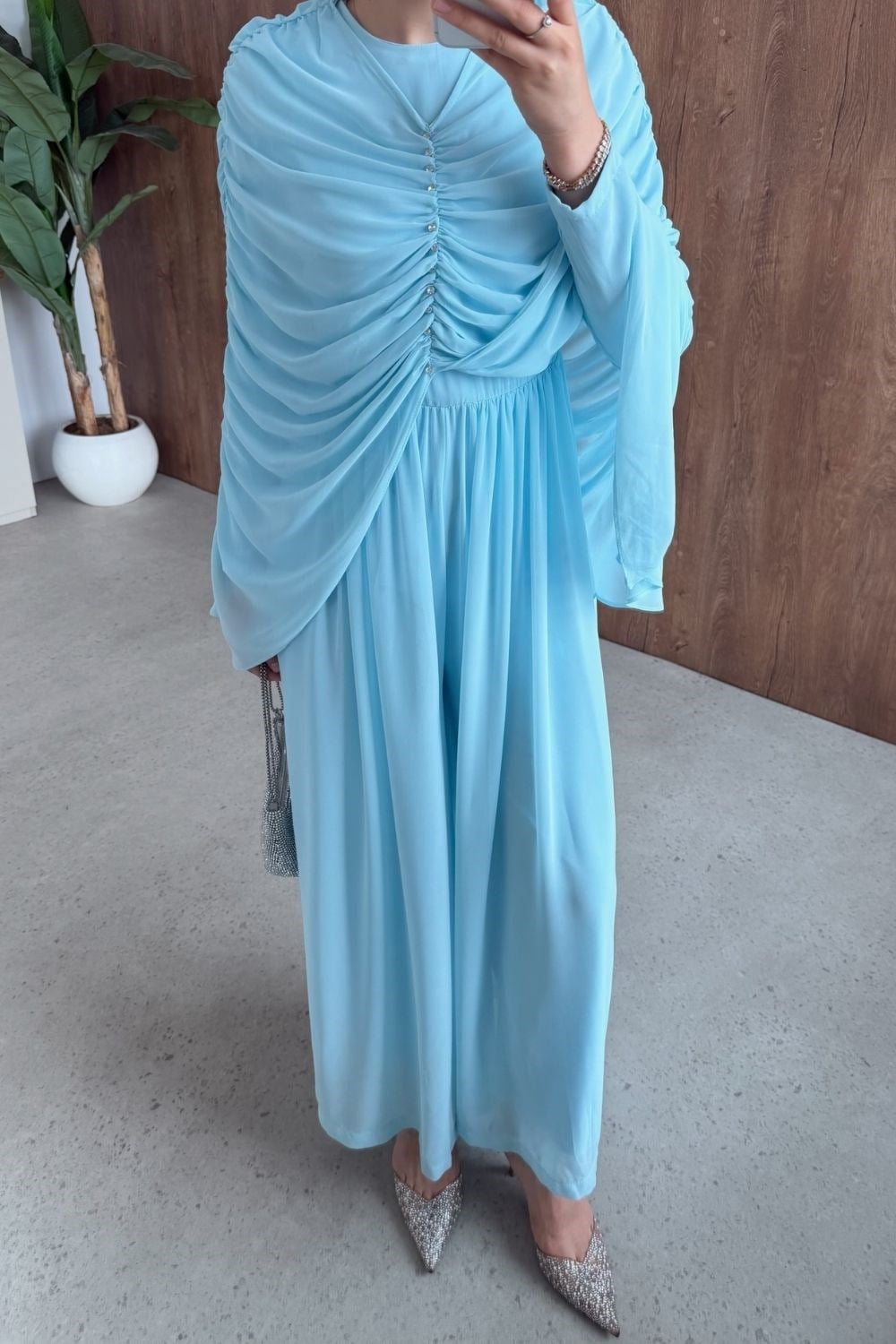 Voila Taş Detaylı Tulum Turkuaz 5200 