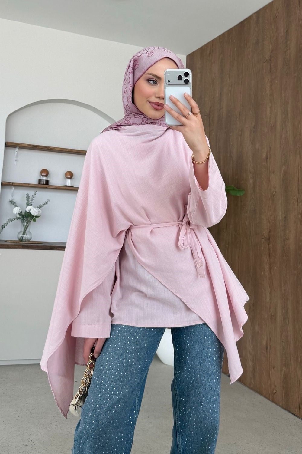 Loren Pelerinli Gömlek Pembe 5479 