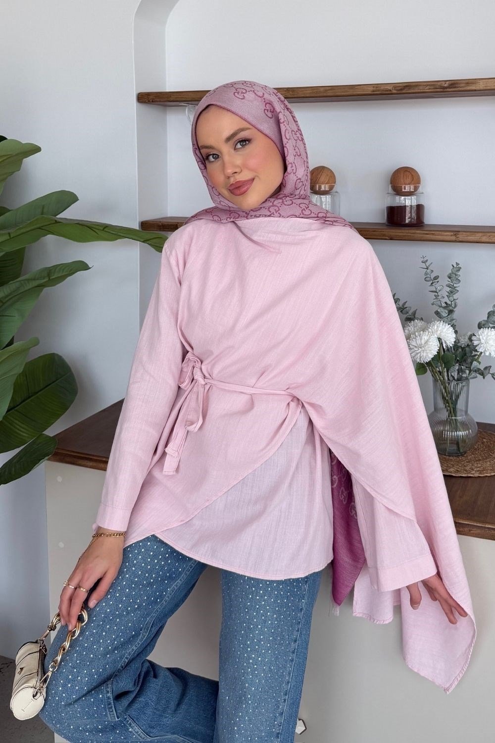 Loren Pelerinli Gömlek Pembe 5479 