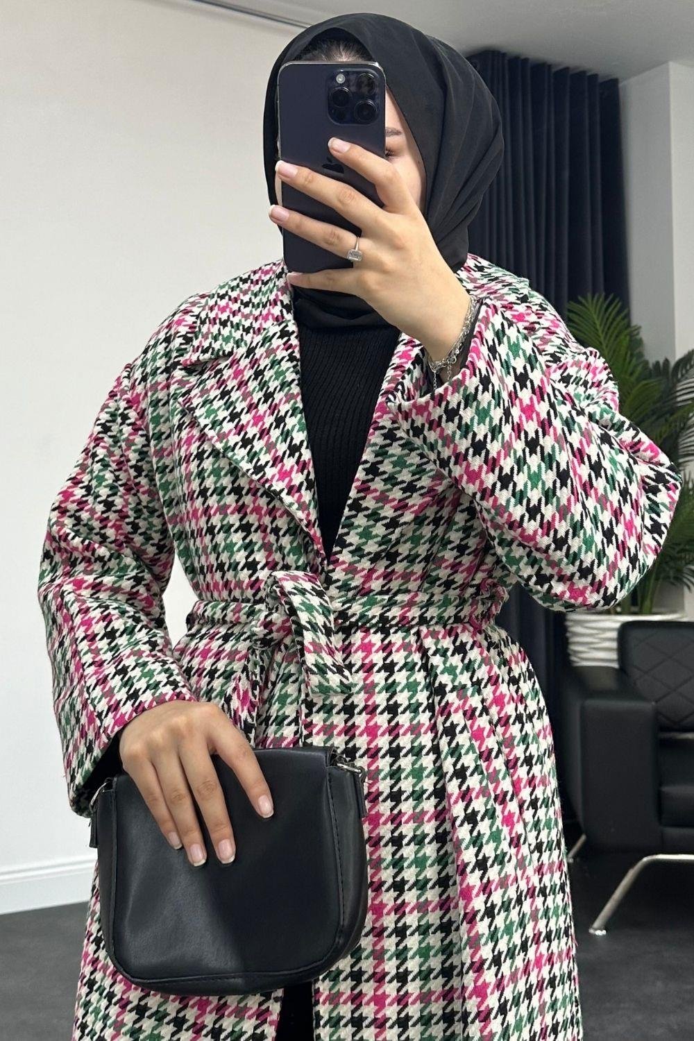 Küçük Kareli Kaban Pembe 5486 