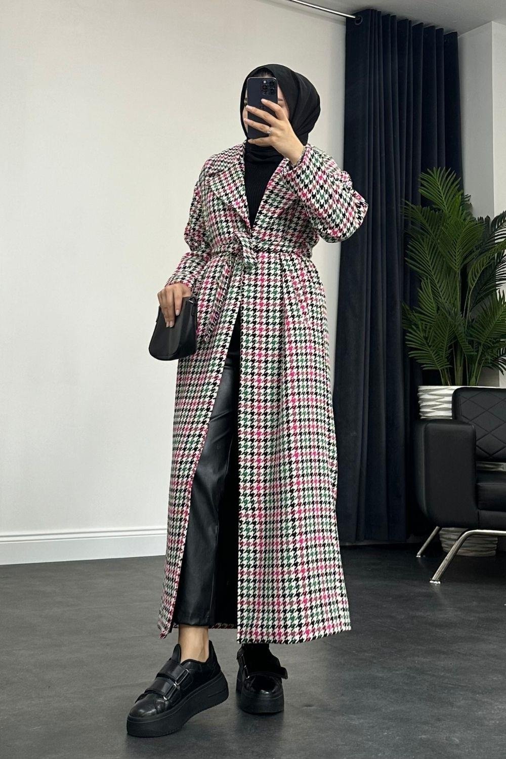 Küçük Kareli Kaban Pembe 5486 