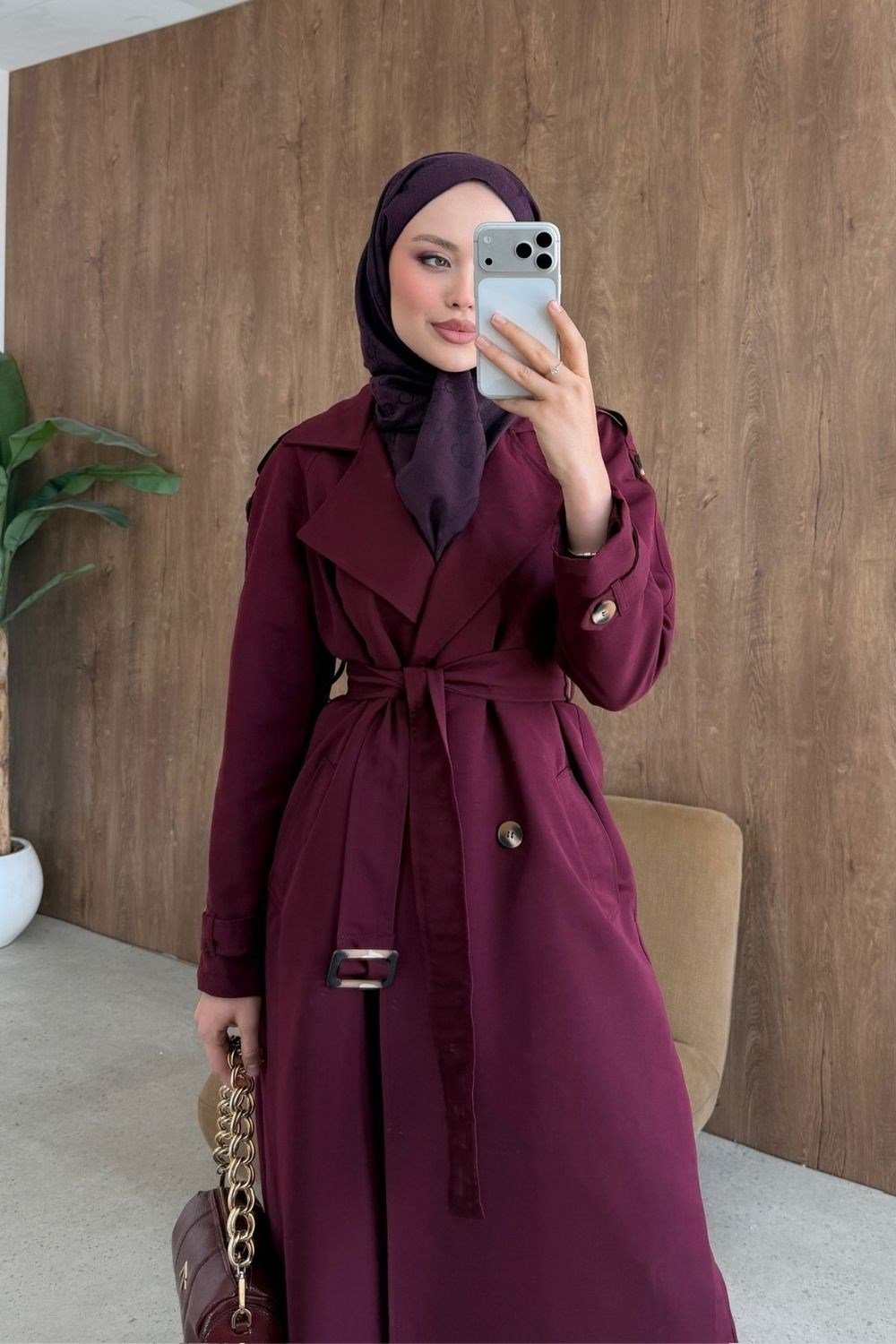 Mest Tokalı Trençkot Bordo 5533 