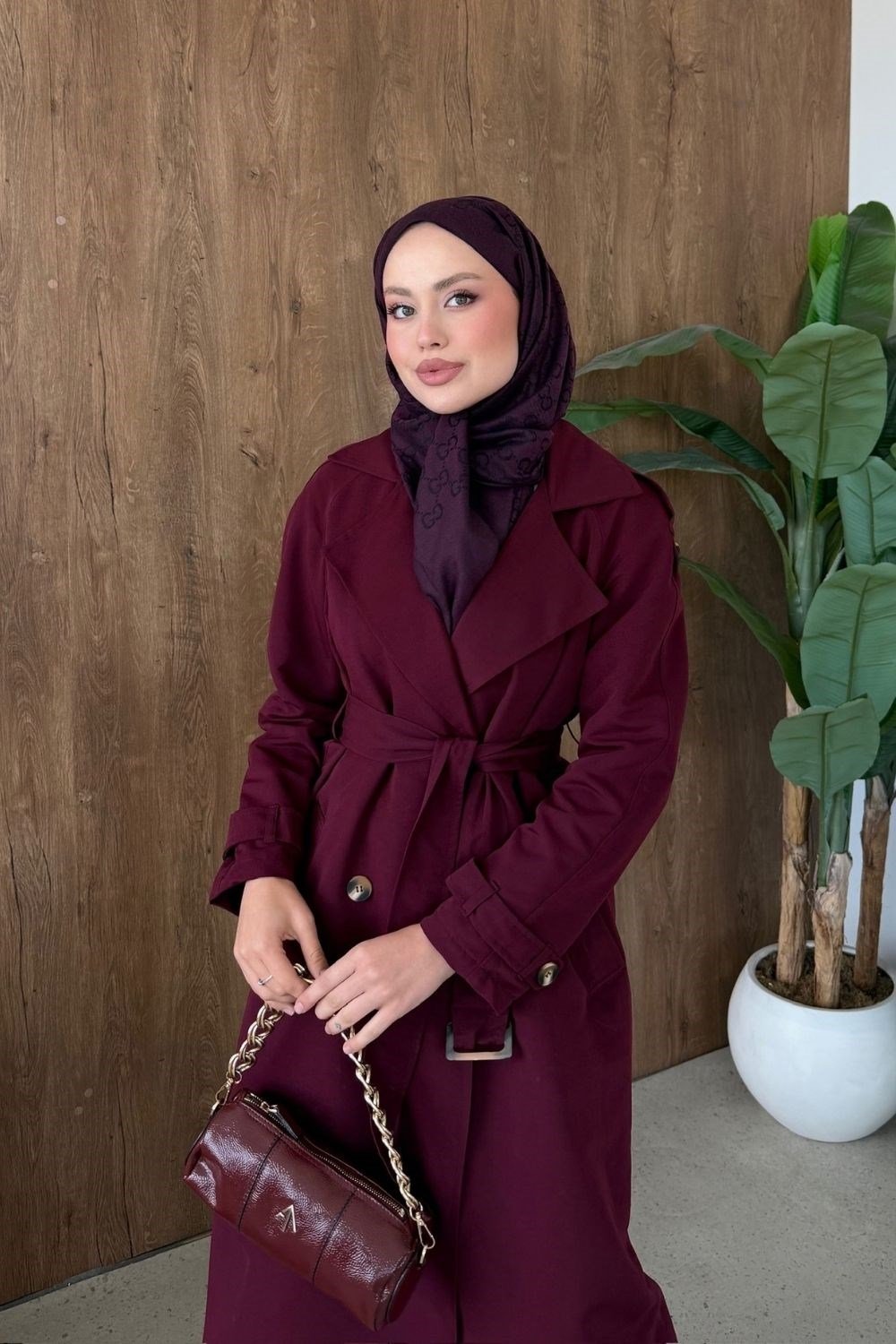 Mest Tokalı Trençkot Bordo 5533 