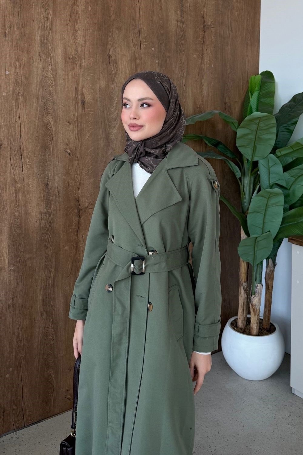 Mest Tokalı Trençkot Haki 5533 