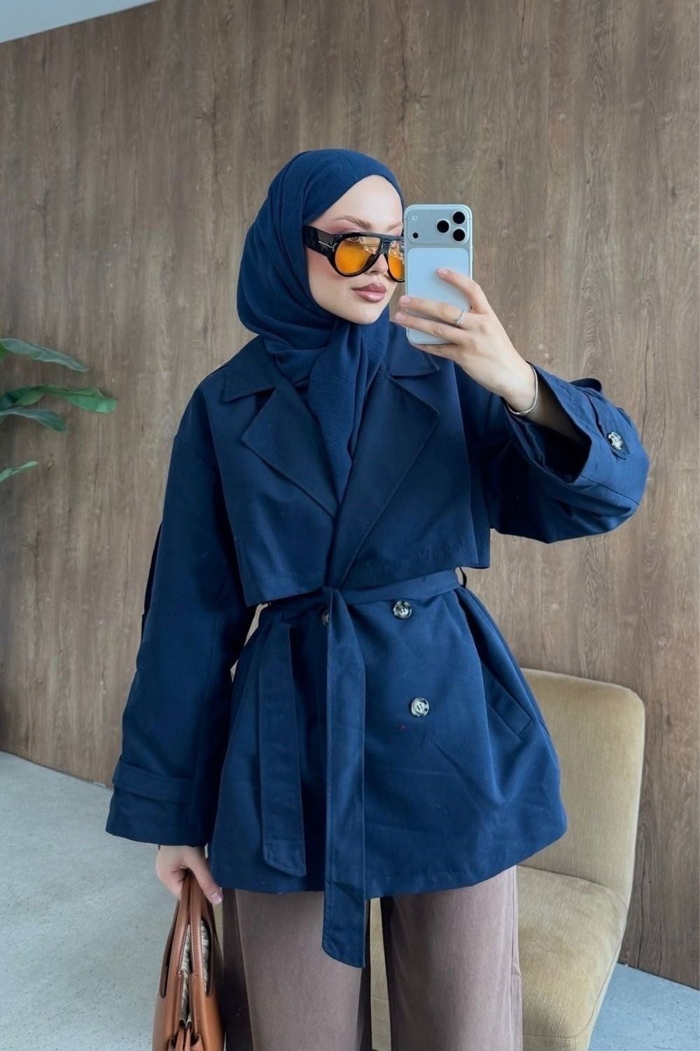 STYL Düğmeli Yarım Trenç Lacivert 5534 