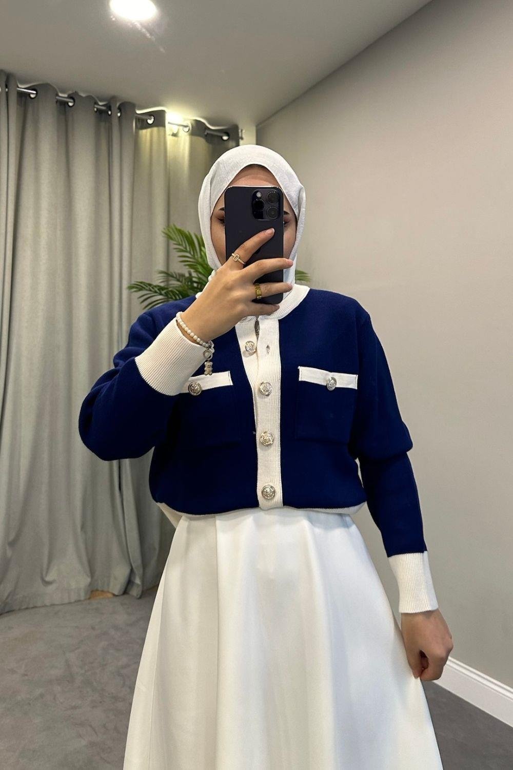 Sedef Triko Hırka Lacivert 5590 