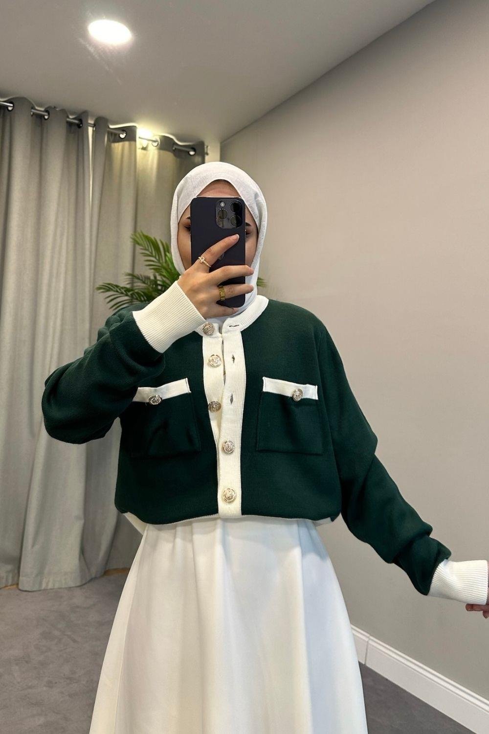 Sedef Triko Hırka Zümrüt 5590 