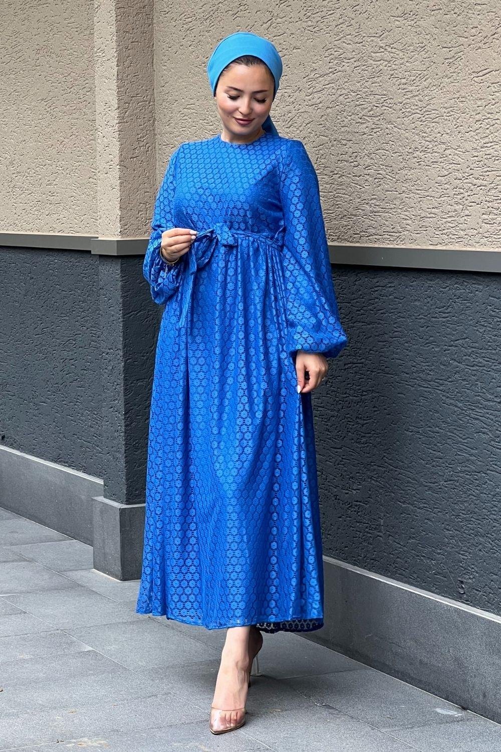 Güpür Detaylı Elbise Saks 5641 
