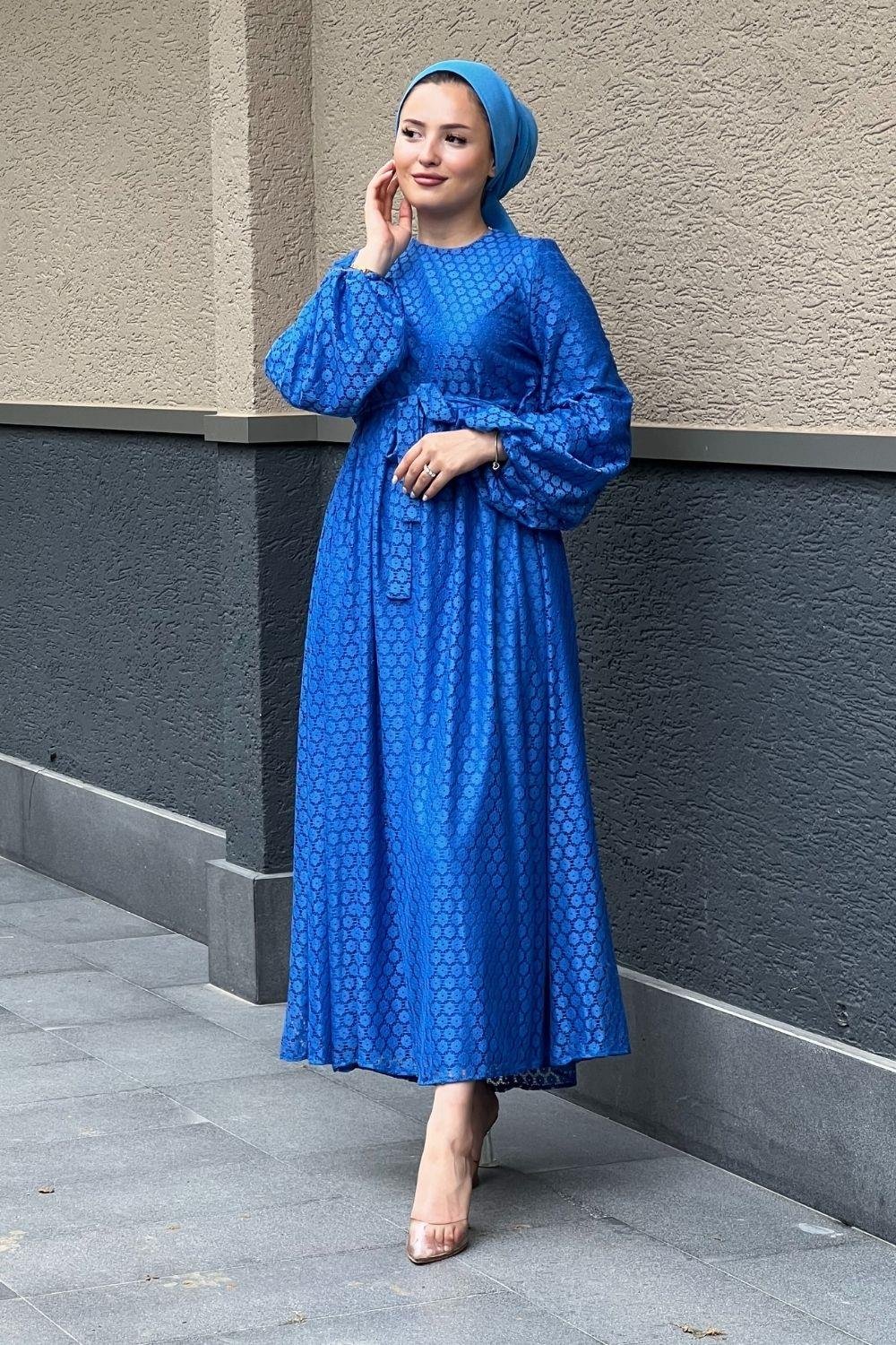Güpür Detaylı Elbise Saks 5641 