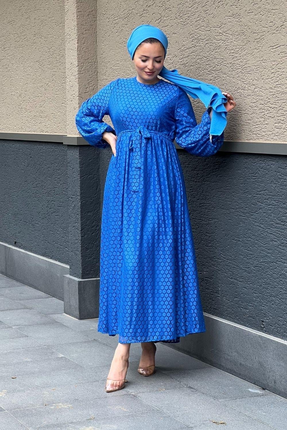 Güpür Detaylı Elbise Saks 5641 