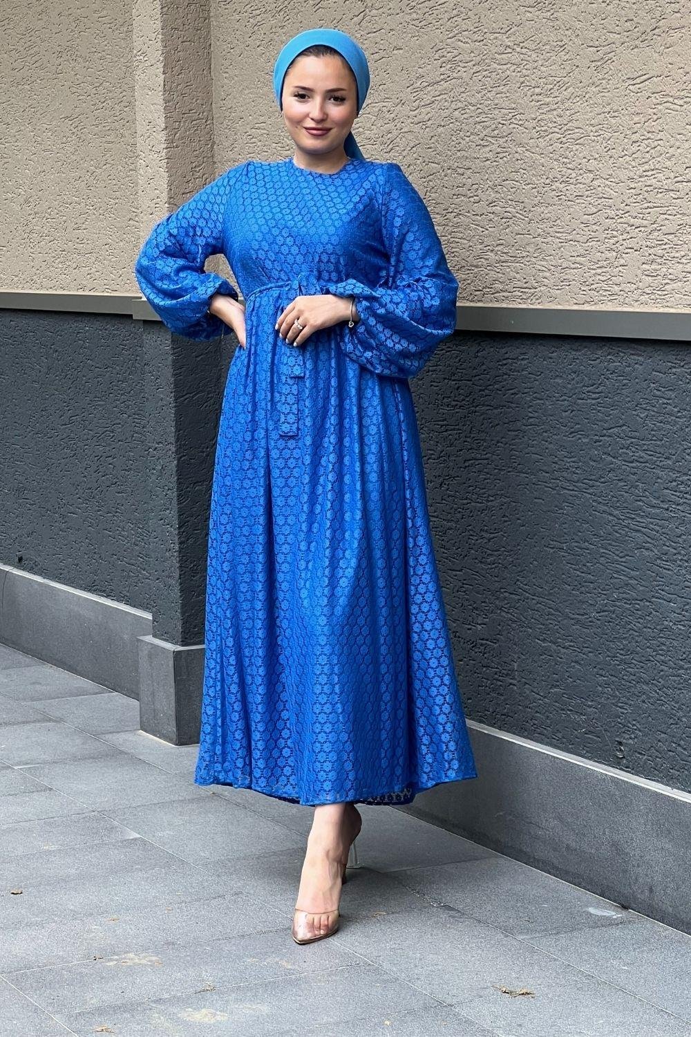 Güpür Detaylı Elbise Saks 5641 