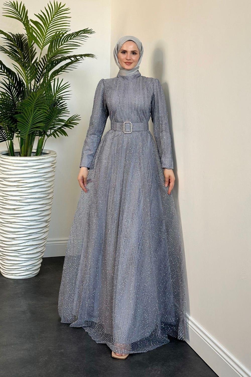 Beren Simli Pıtpıt Abiye Gri 5646 