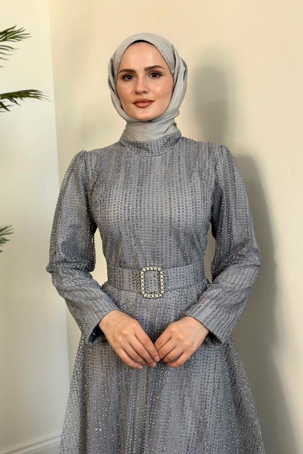 Beren Simli Pıtpıt Abiye Gri 5646 