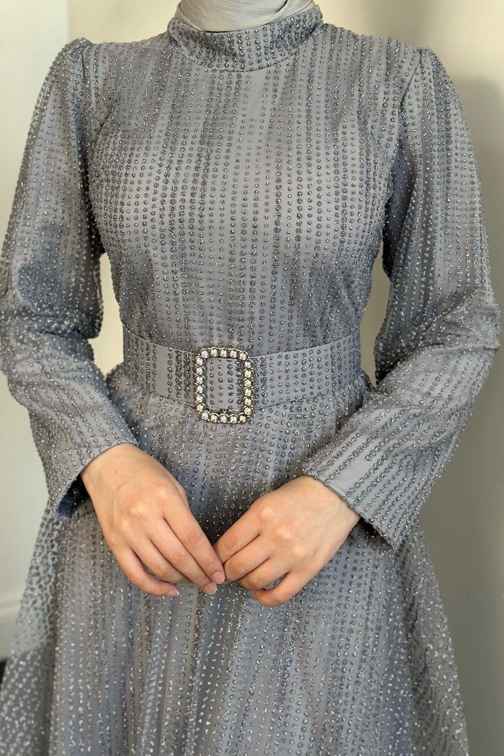 Beren Simli Pıtpıt Abiye Gri 5646 