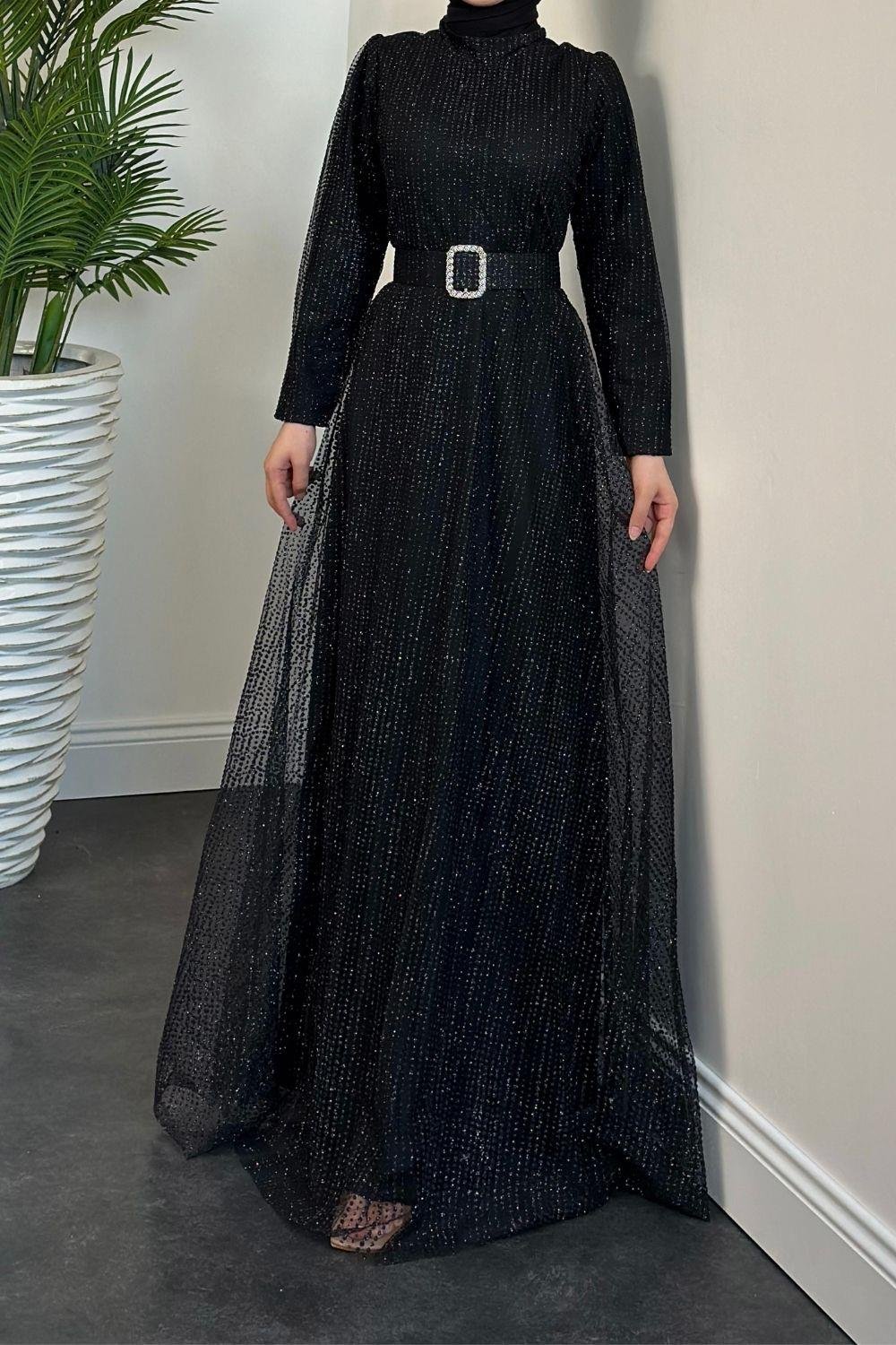 Beren Simli Pıtpıt Abiye Siyah 5646 