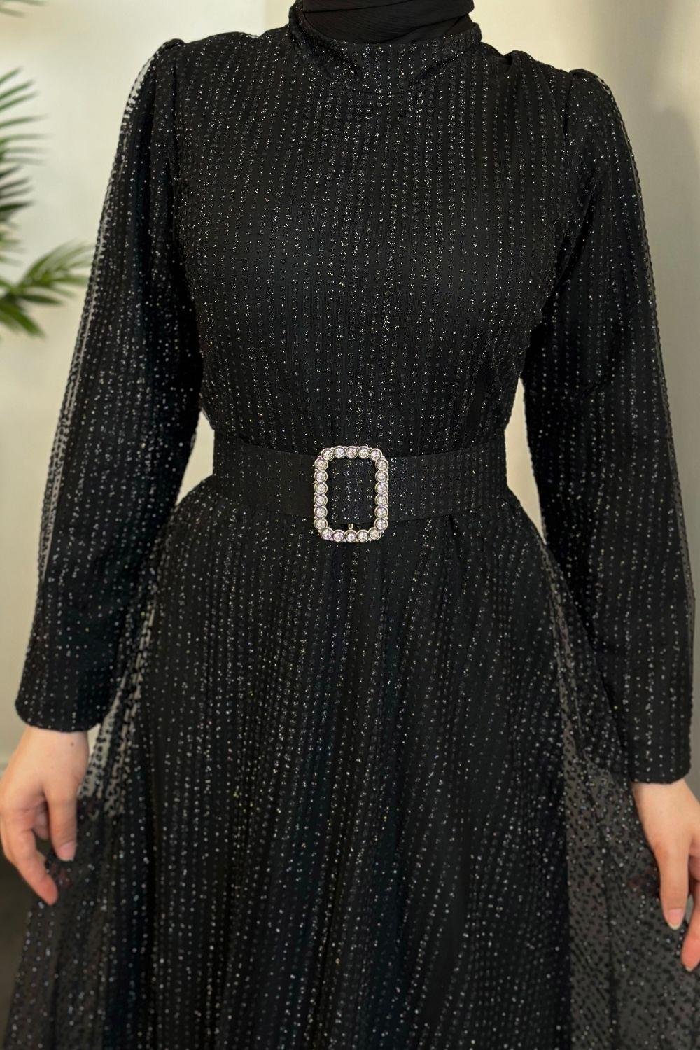 Beren Simli Pıtpıt Abiye Siyah 5646 