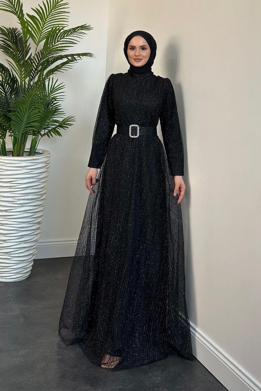 Beren Simli Pıtpıt Abiye Siyah 5646 