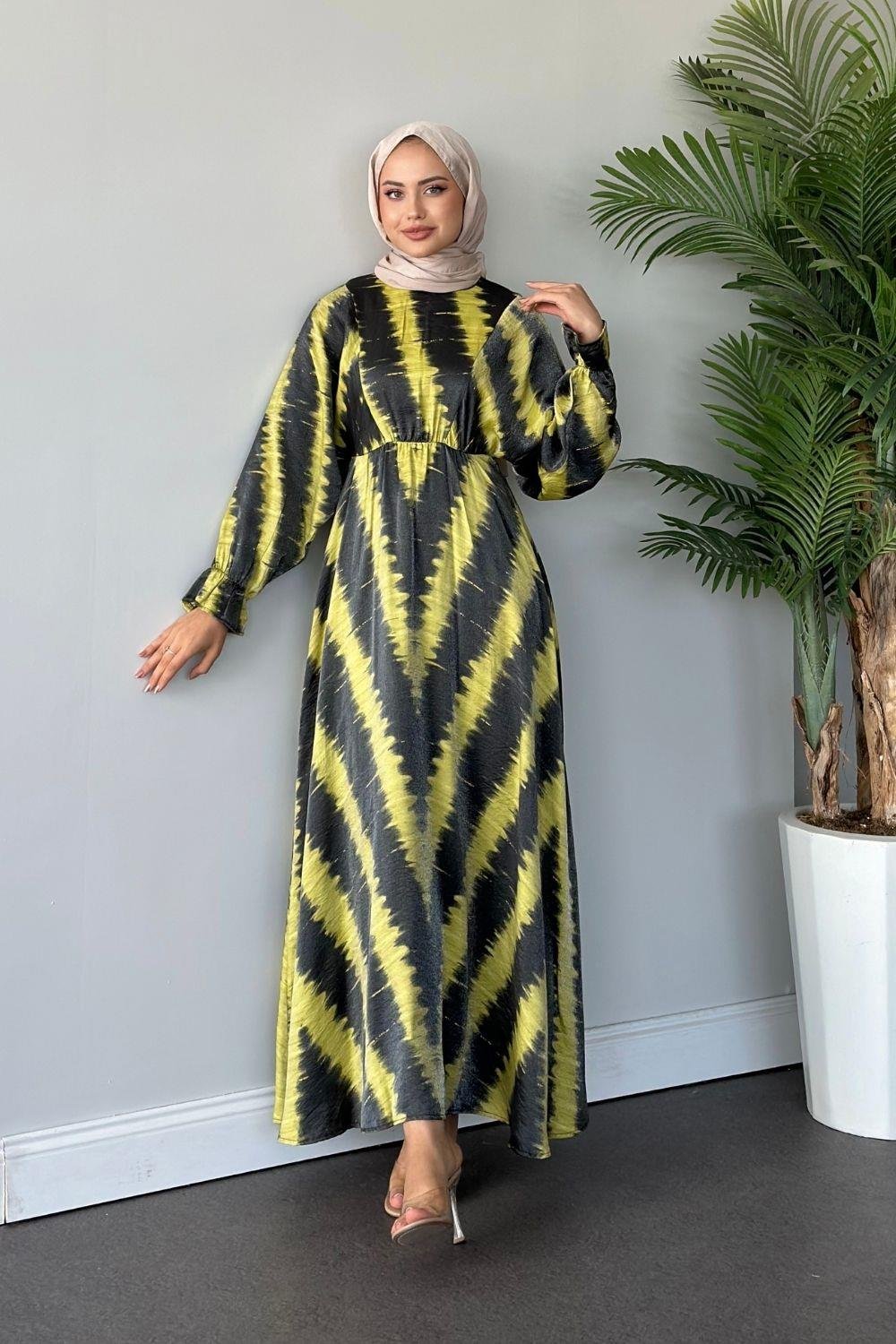 Kamelya Elbise Yağ Yeşili 5671 