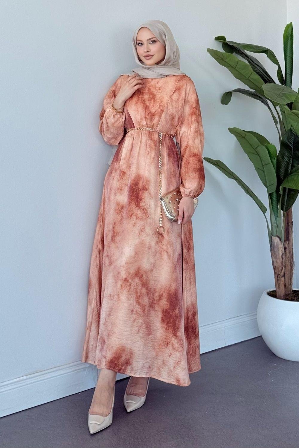 Fırça Desen Elbise Kiremit 5676 