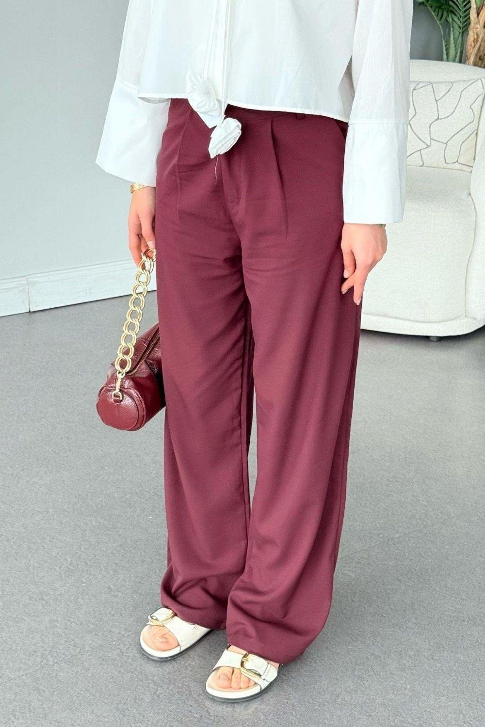 Zar Palazzo Pantolon Bordo 5879 