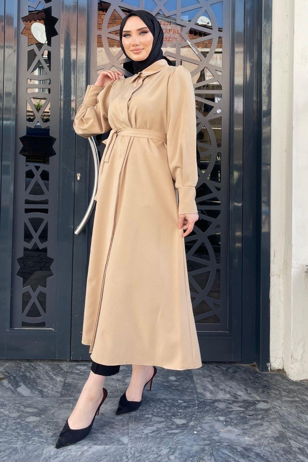 Gizli Düğmeli Kap Camel 5885 