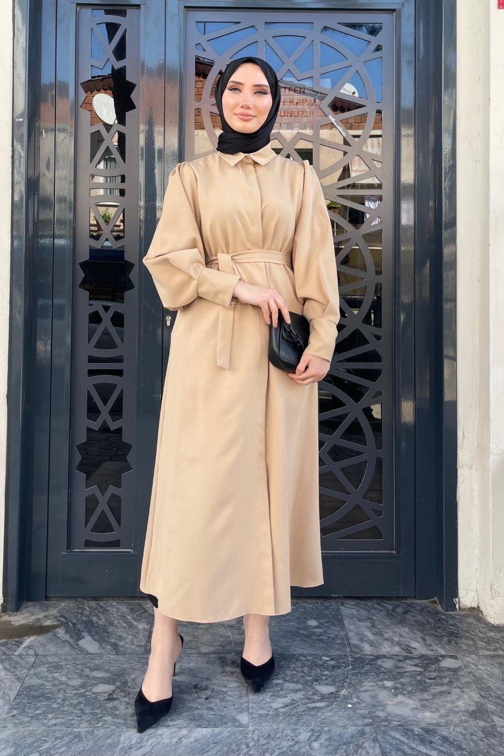 Gizli Düğmeli Kap Camel 5885 